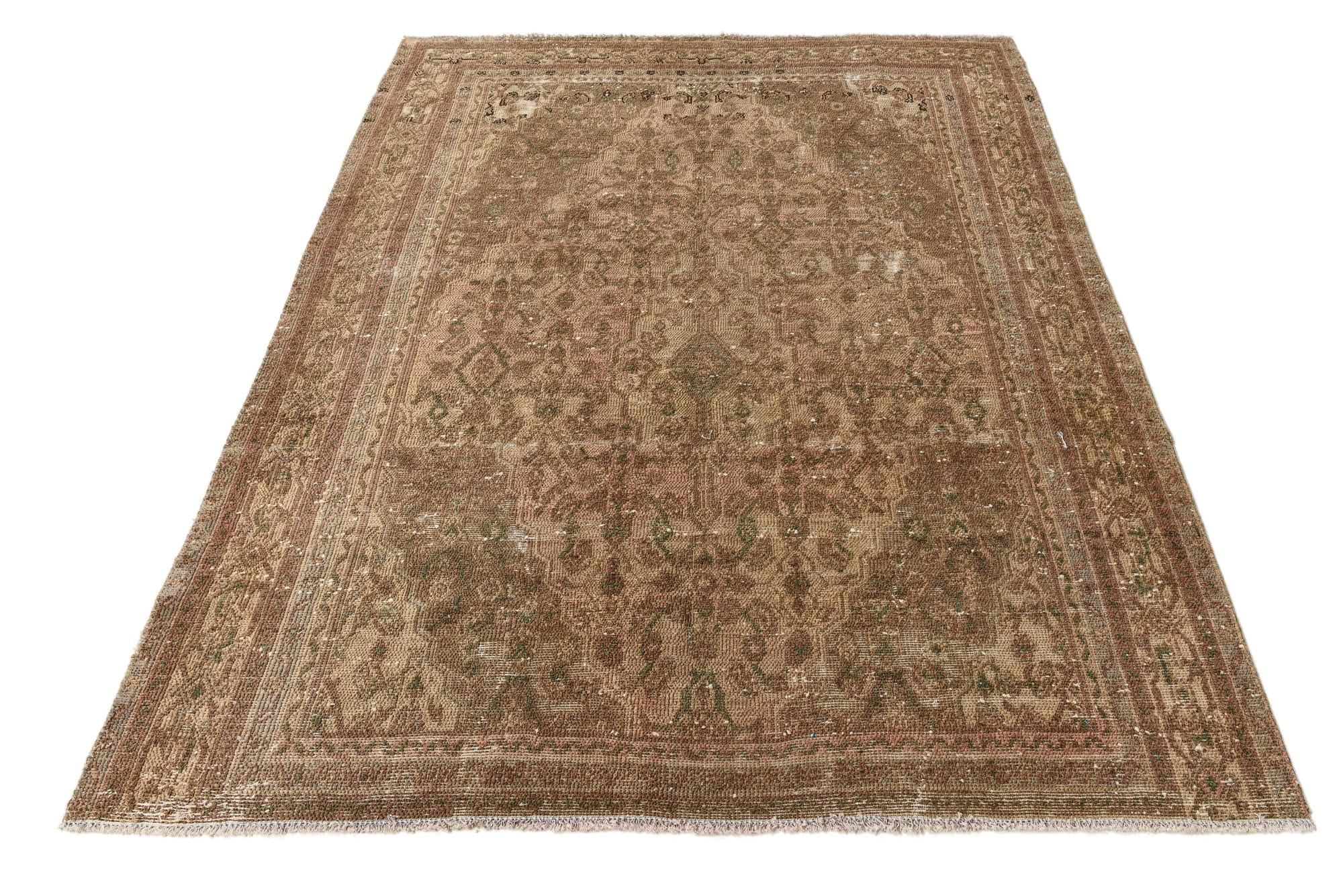 6' 4 x 7' 9 Hand Knotted Ultra Vintage Persian Wool Rug