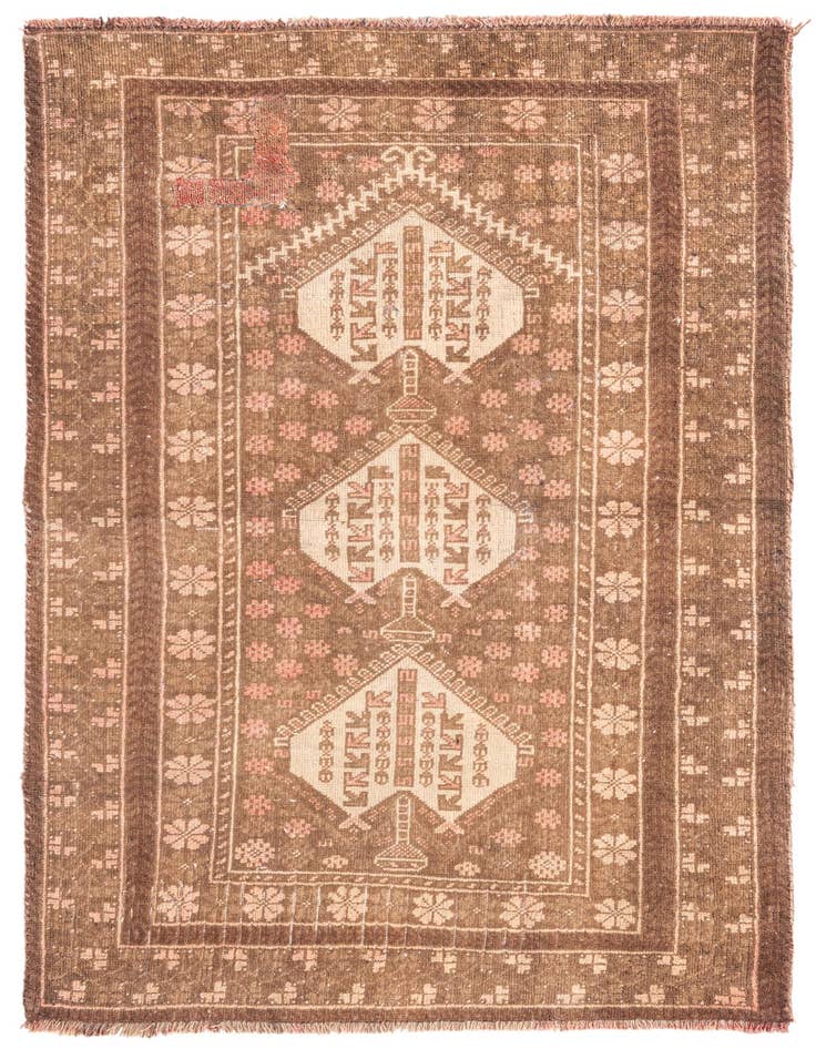 Detail image of 3' x 4' 6 Hand Knotted Ultra Vintage Persian Wool Rug