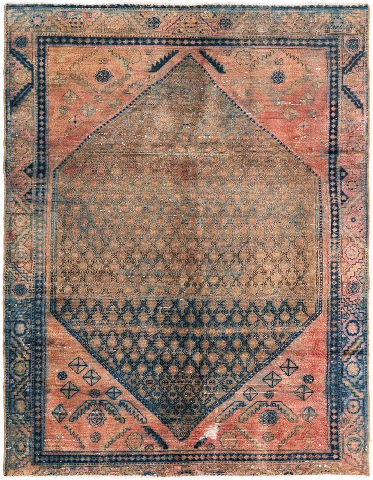 Detail image of 4' 10 x 8' 10 Hand Knotted Ultra Vintage Persian Wool Rug
