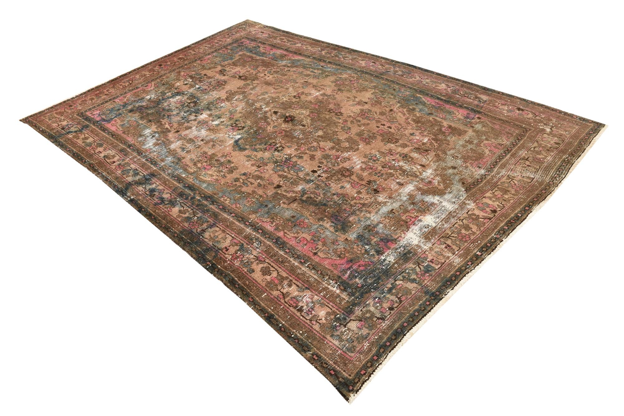 6' 7 x 9' 8 Hand Knotted Ultra Vintage Persian Wool Rug