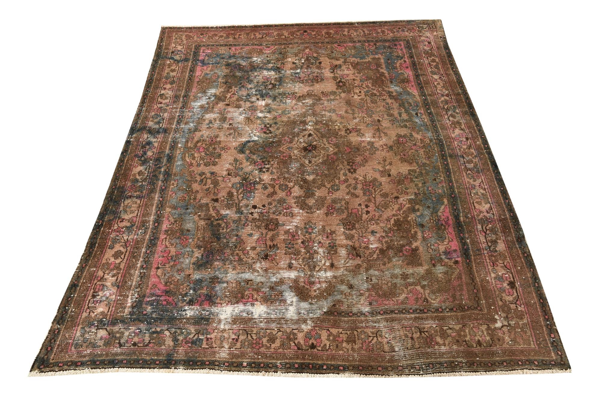 6' 7 x 9' 8 Hand Knotted Ultra Vintage Persian Wool Rug