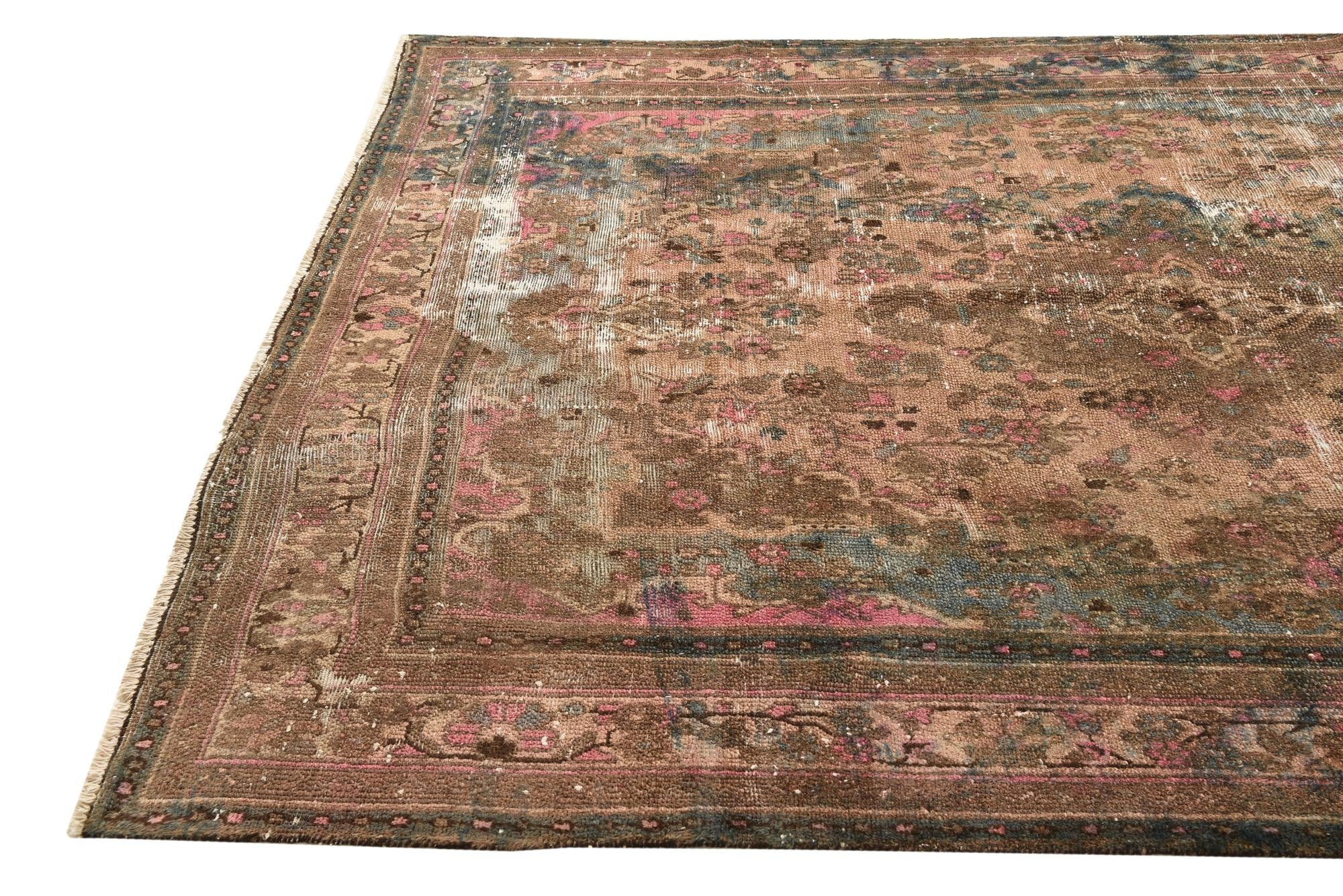 6' 7 x 9' 8 Hand Knotted Ultra Vintage Persian Wool Rug