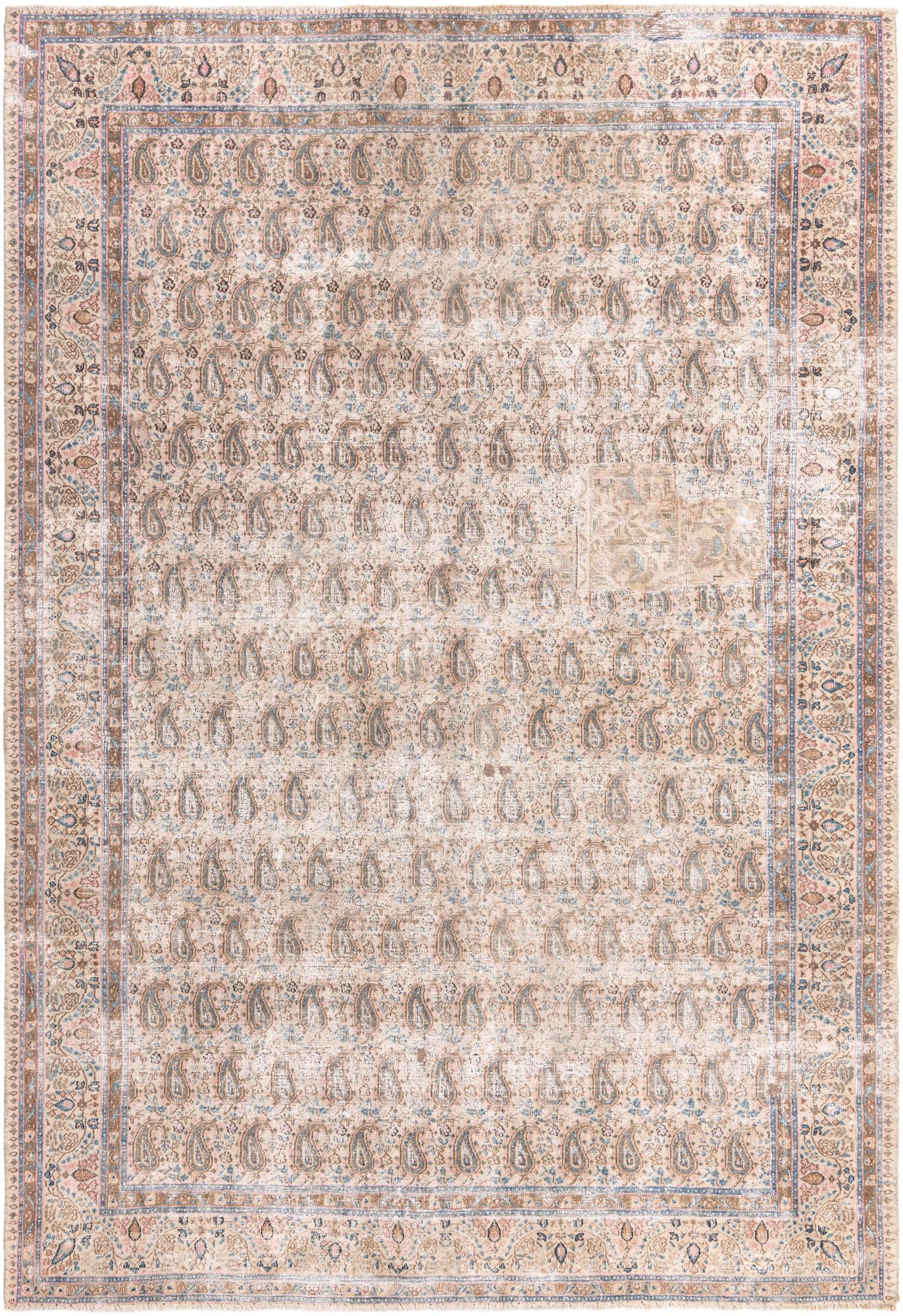 7' x 10' 3 Hand Knotted Ultra Vintage Persian Wool Rug