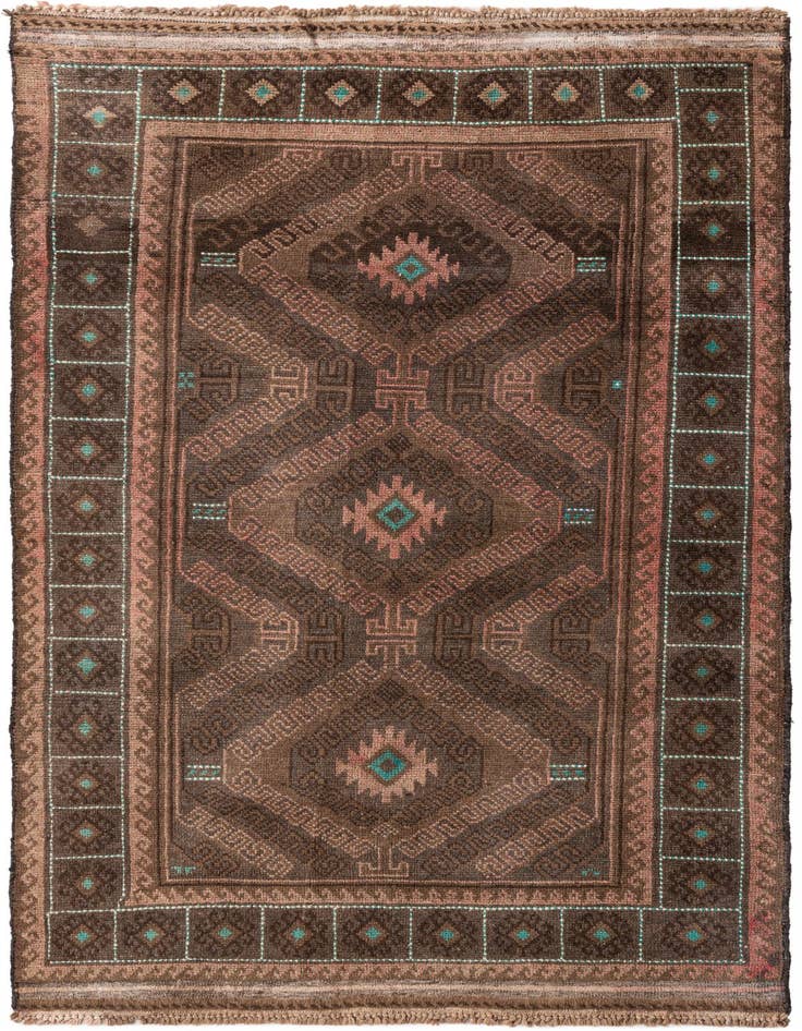 Detail image of 3' 7 x 6' 3 Hand Knotted Ultra Vintage Persian Wool Rug