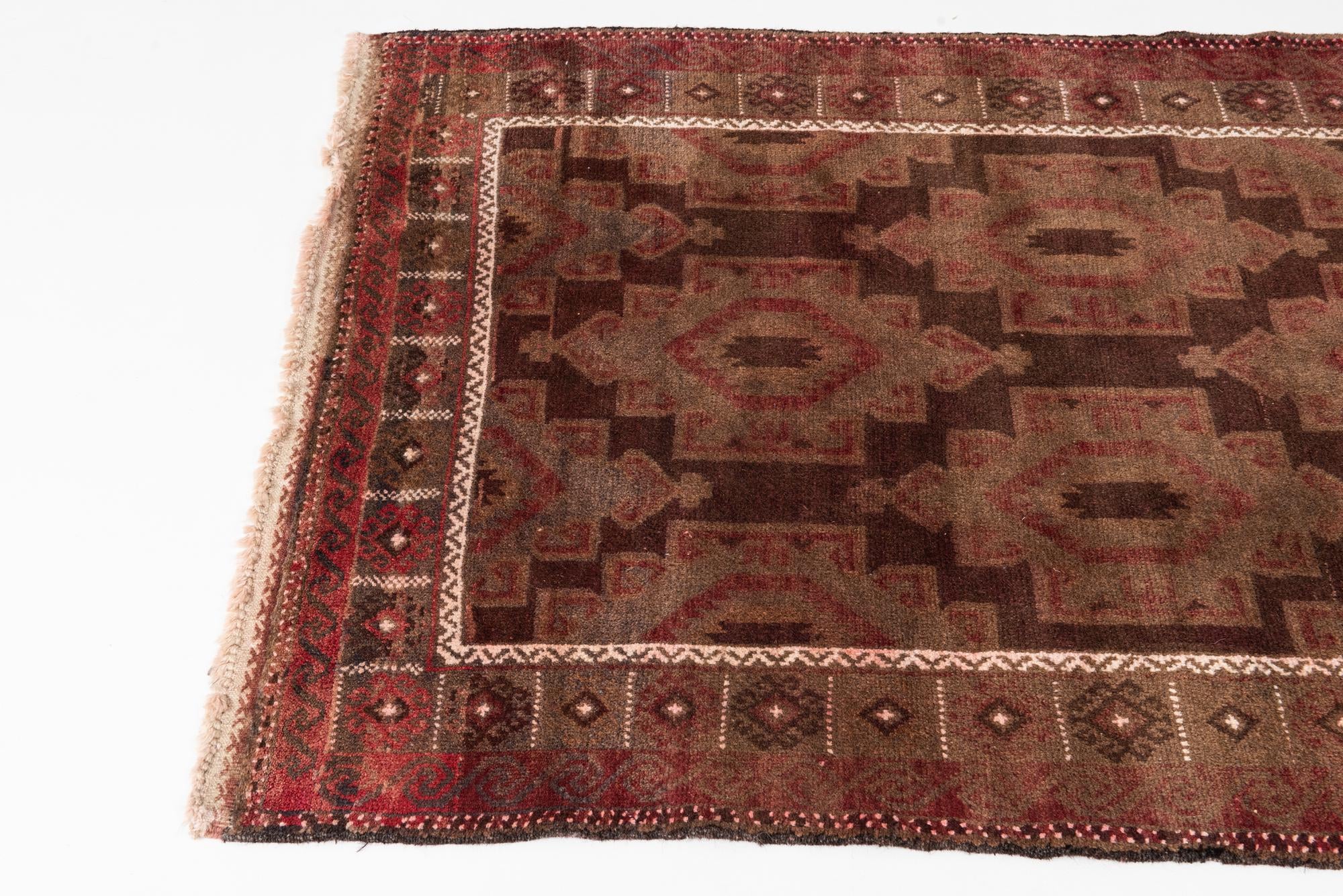 3' 8 x 6' 4 Hand Knotted Ultra Vintage Persian Wool Rug