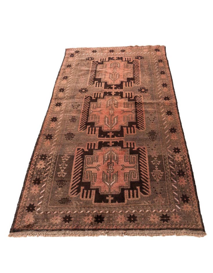 Detail image of 3' 7 x 6' 9  Hand Knotted Ultra Vintage Persian Wool Rug