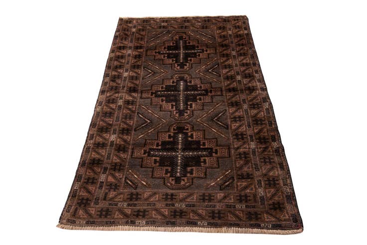 Detailansicht von 105cm x 190cm Handgeknüpft Ultra Vintage Persisch Wolle Teppich