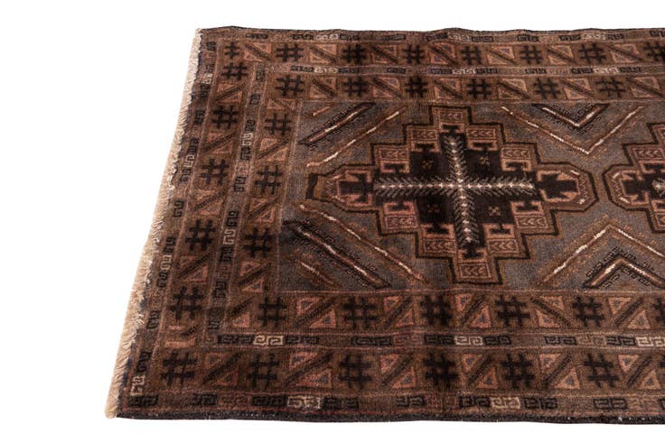 Detailansicht von 105cm x 190cm Handgeknüpft Ultra Vintage Persisch Wolle Teppich