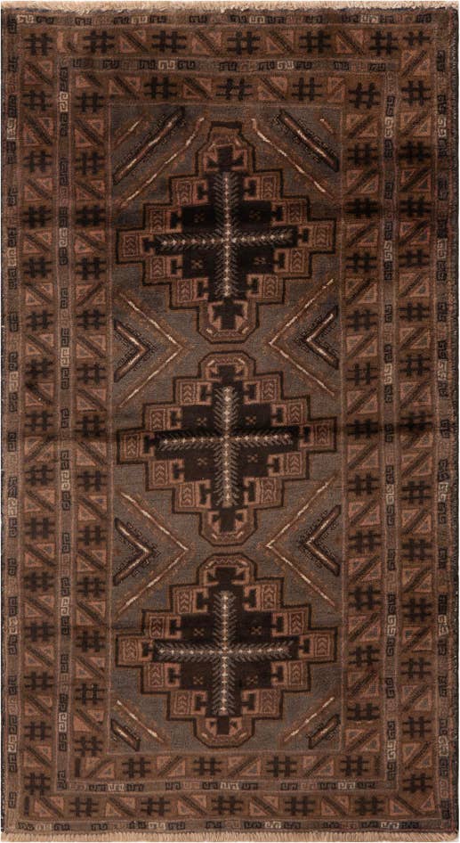 Detailansicht von 105cm x 190cm Handgeknüpft Ultra Vintage Persisch Wolle Teppich