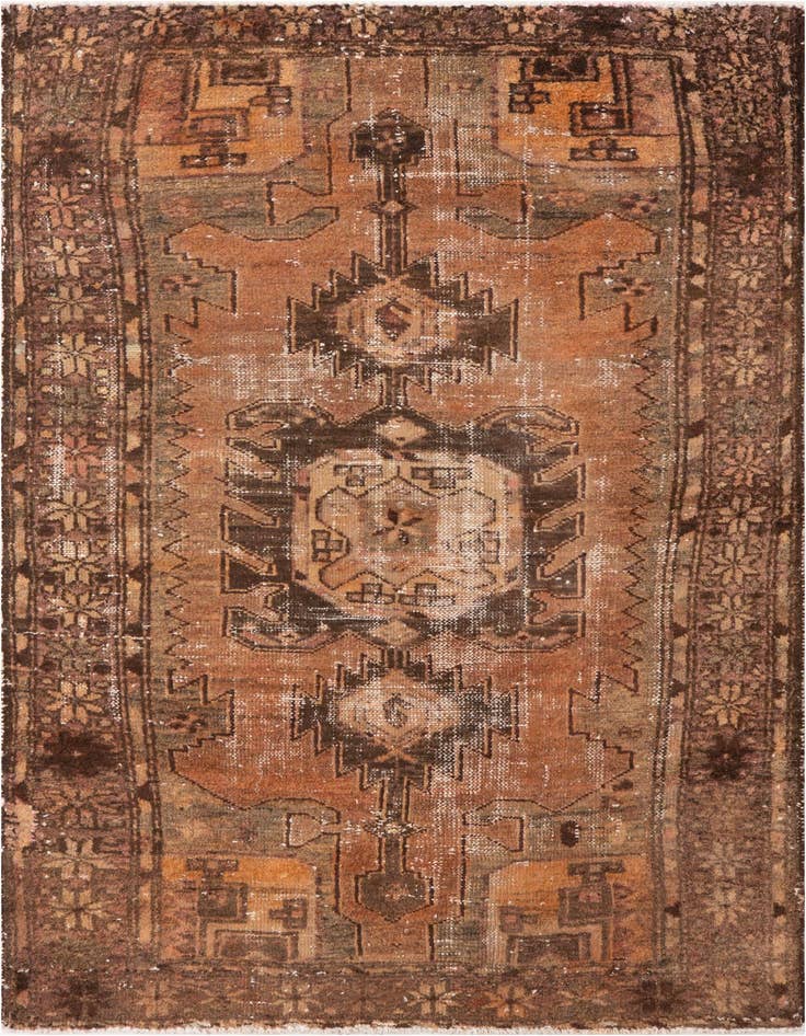 Detail image of 3' 4 x 5' Hand Knotted Ultra Vintage Persian Wool Rug