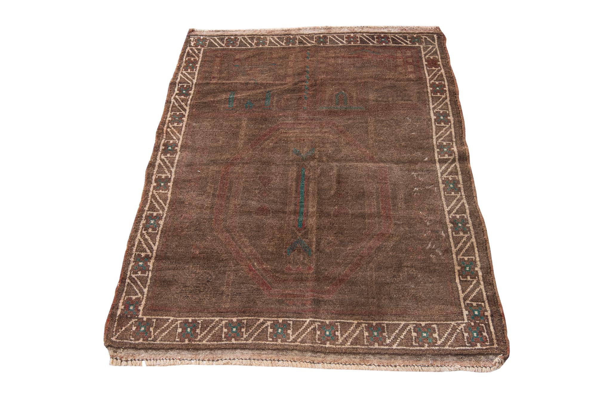 3' 5 x 4' 6 Hand Knotted Ultra Vintage Persian Wool Rug
