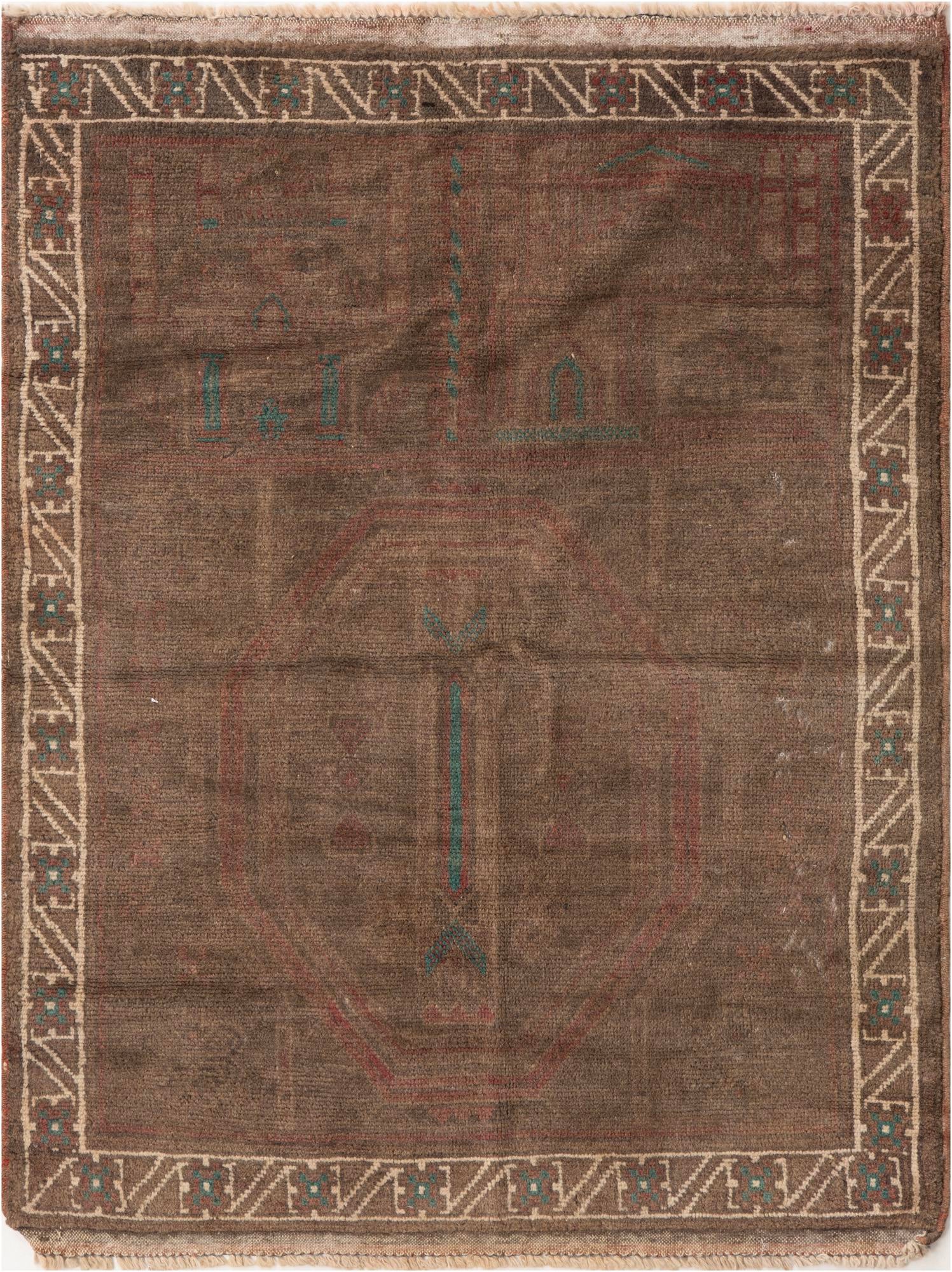 3' 5 x 4' 6 Hand Knotted Ultra Vintage Persian Wool Rug