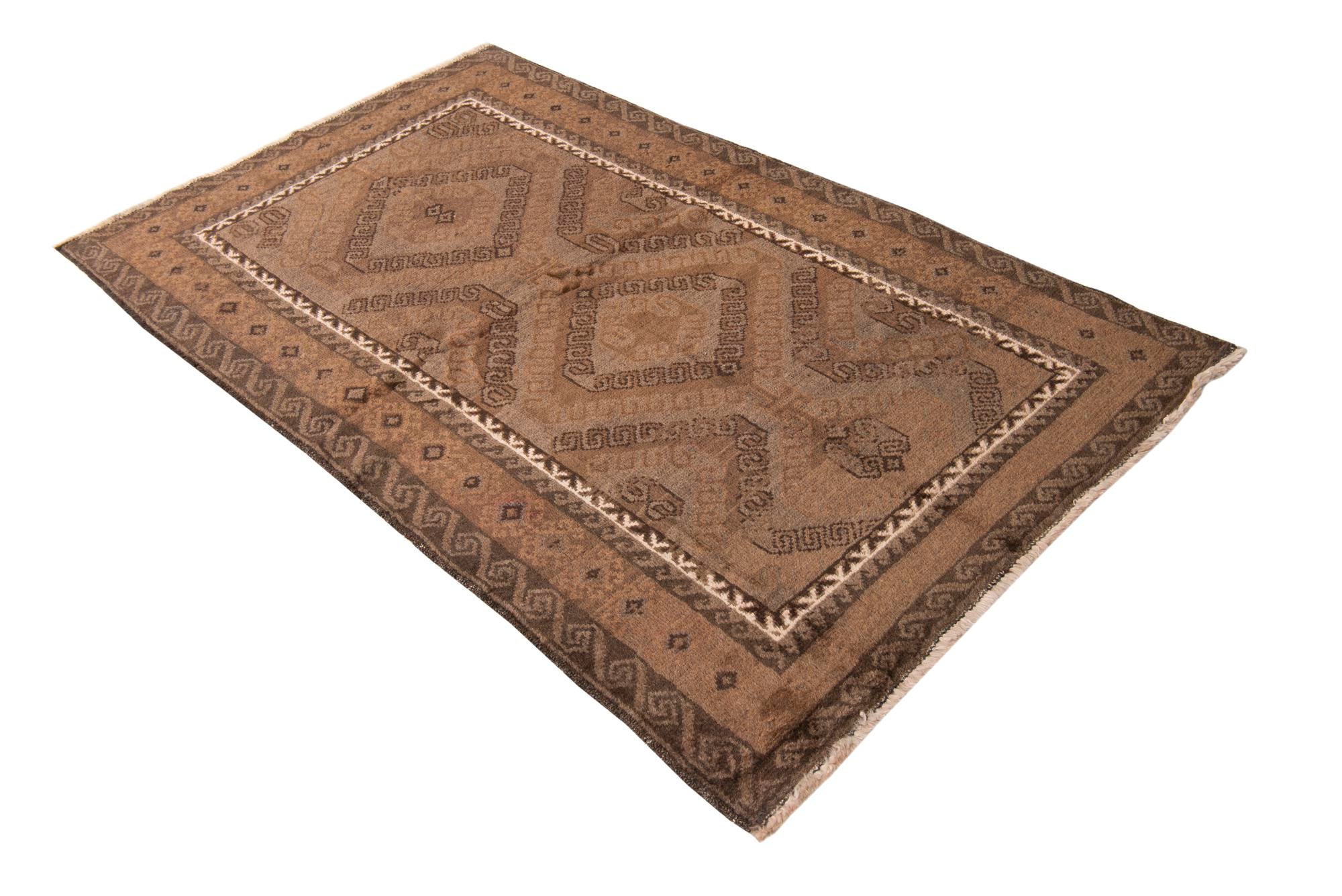 3' 8 x 6' 4 Hand Knotted Ultra Vintage Persian Wool Rug