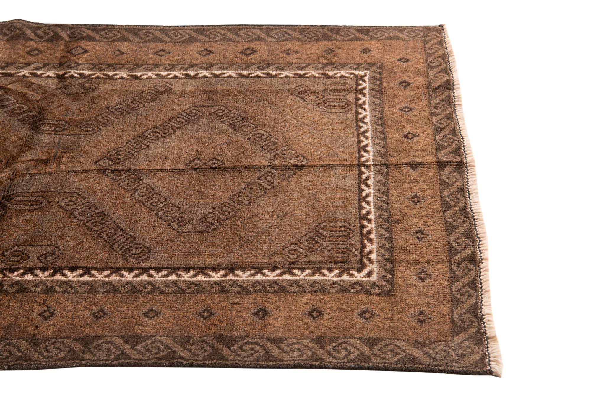 Brown 3' 8 x 6' 4 Hand Knotted Ultra Vintage Persian Wool Rug