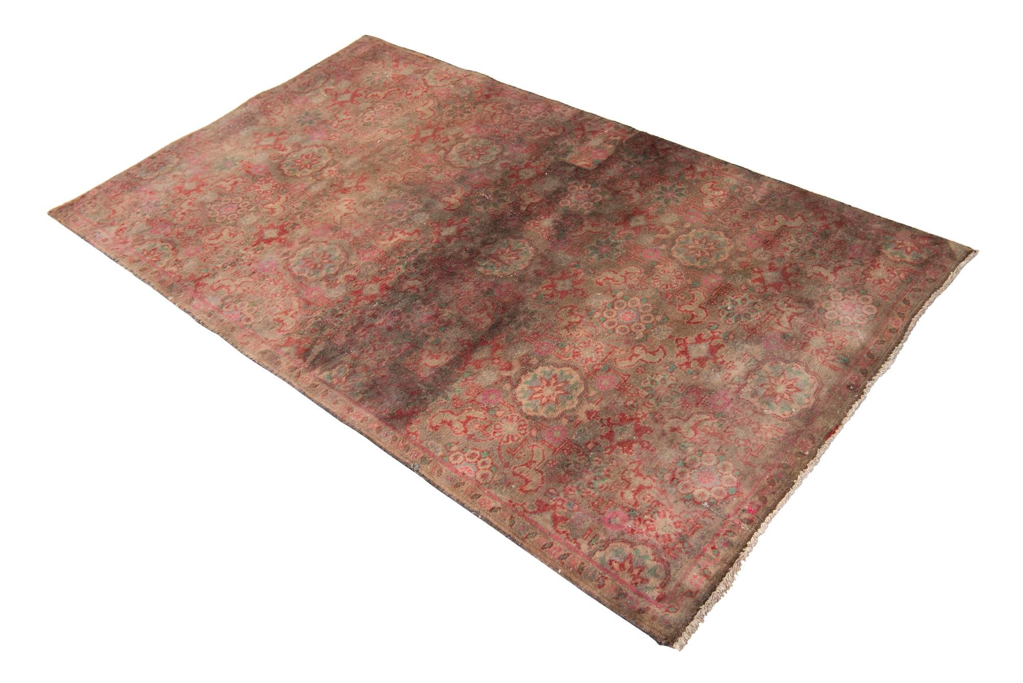 3' 5 x 5' 8 Hand Knotted Ultra Vintage Persian Wool Rug