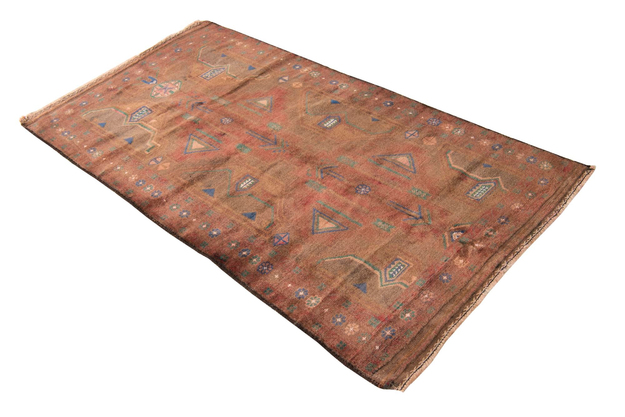 3' 5 x 6' 6 Hand Knotted Ultra Vintage Persian Wool Rug