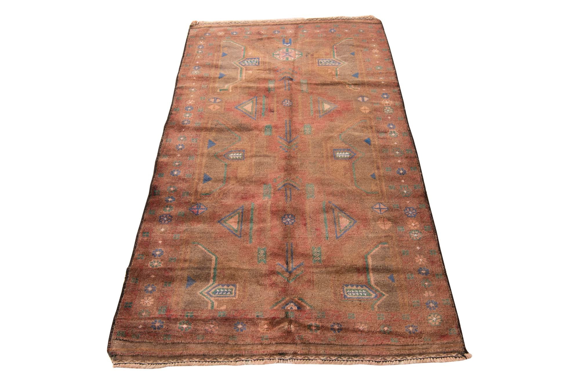3' 5 x 6' 6 Hand Knotted Ultra Vintage Persian Wool Rug