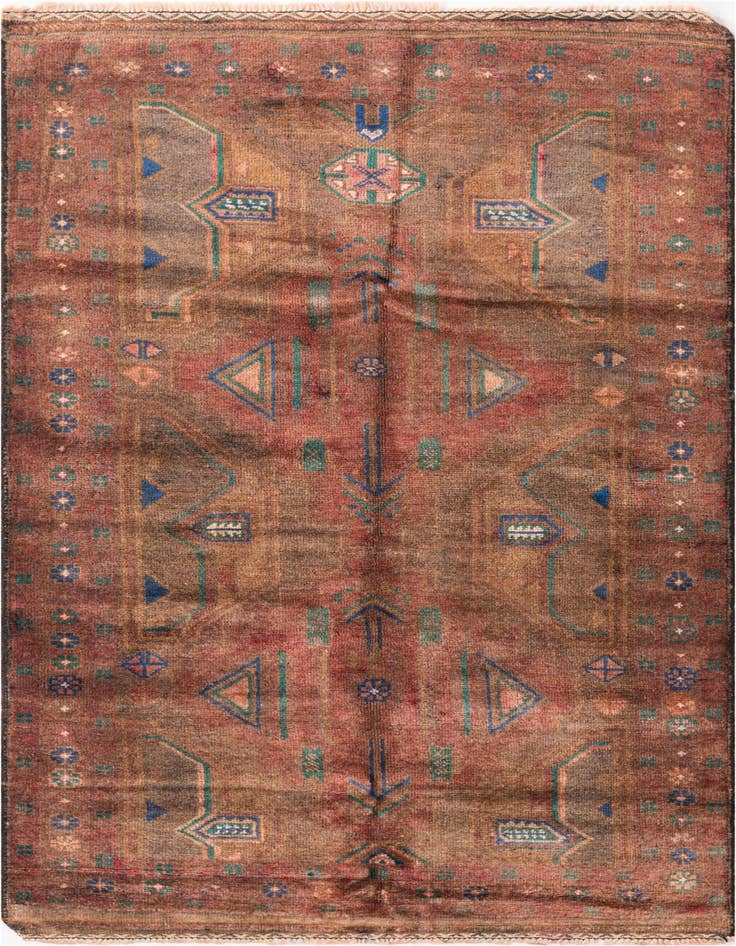 Detail image of 3' 5 x 6' 6 Hand Knotted Ultra Vintage Persian Wool Rug