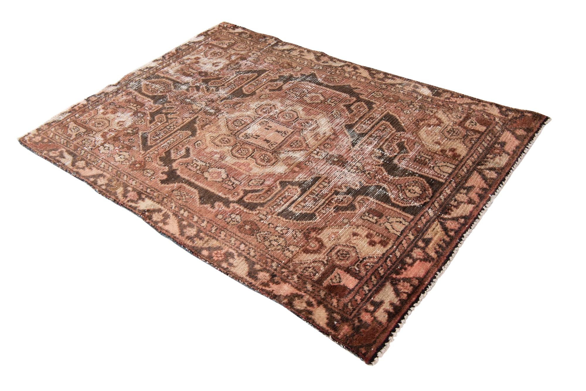 4' x 5' 10 Hand Knotted Ultra Vintage Persian Wool Rug