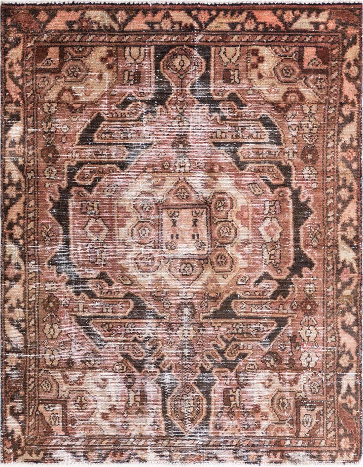Detail image of 4' x 5' 10 Hand Knotted Ultra Vintage Persian Wool Rug