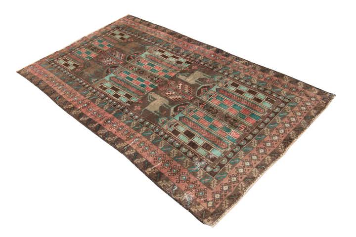 3' 9 x 6' 4 Hand Knotted Ultra Vintage Persian Wool Rug