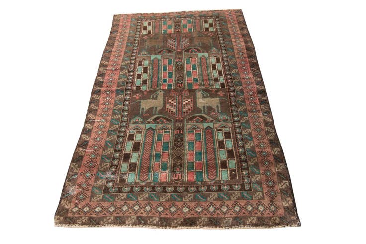 Detail image of 3' 9 x 6' 4 Hand Knotted Ultra Vintage Persian Wool Rug