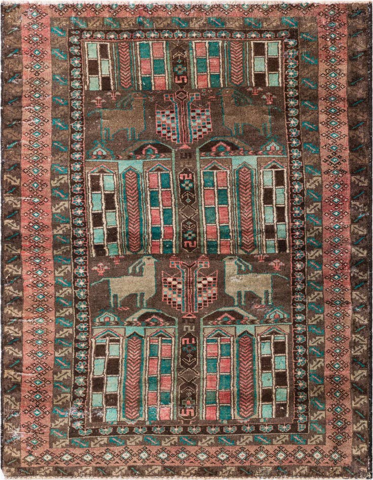 Detail image of 3' 9 x 6' 4 Hand Knotted Ultra Vintage Persian Wool Rug