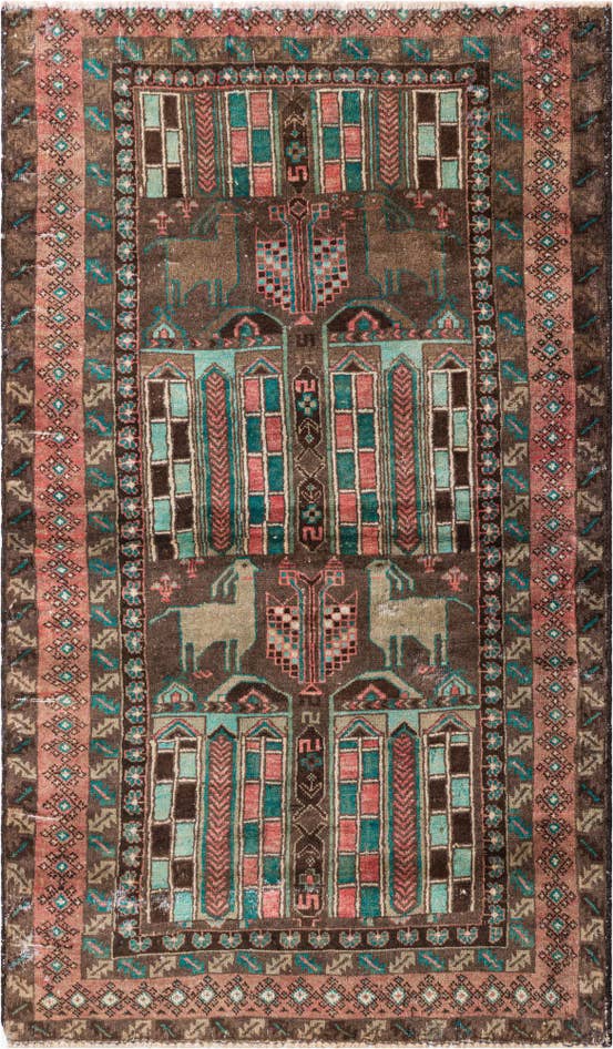 Detail image of 3' 9 x 6' 4 Hand Knotted Ultra Vintage Persian Wool Rug