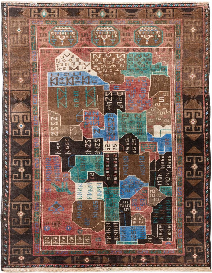 Detail image of 3' 9 x 6' 8 Hand Knotted Ultra Vintage Persian Wool Rug