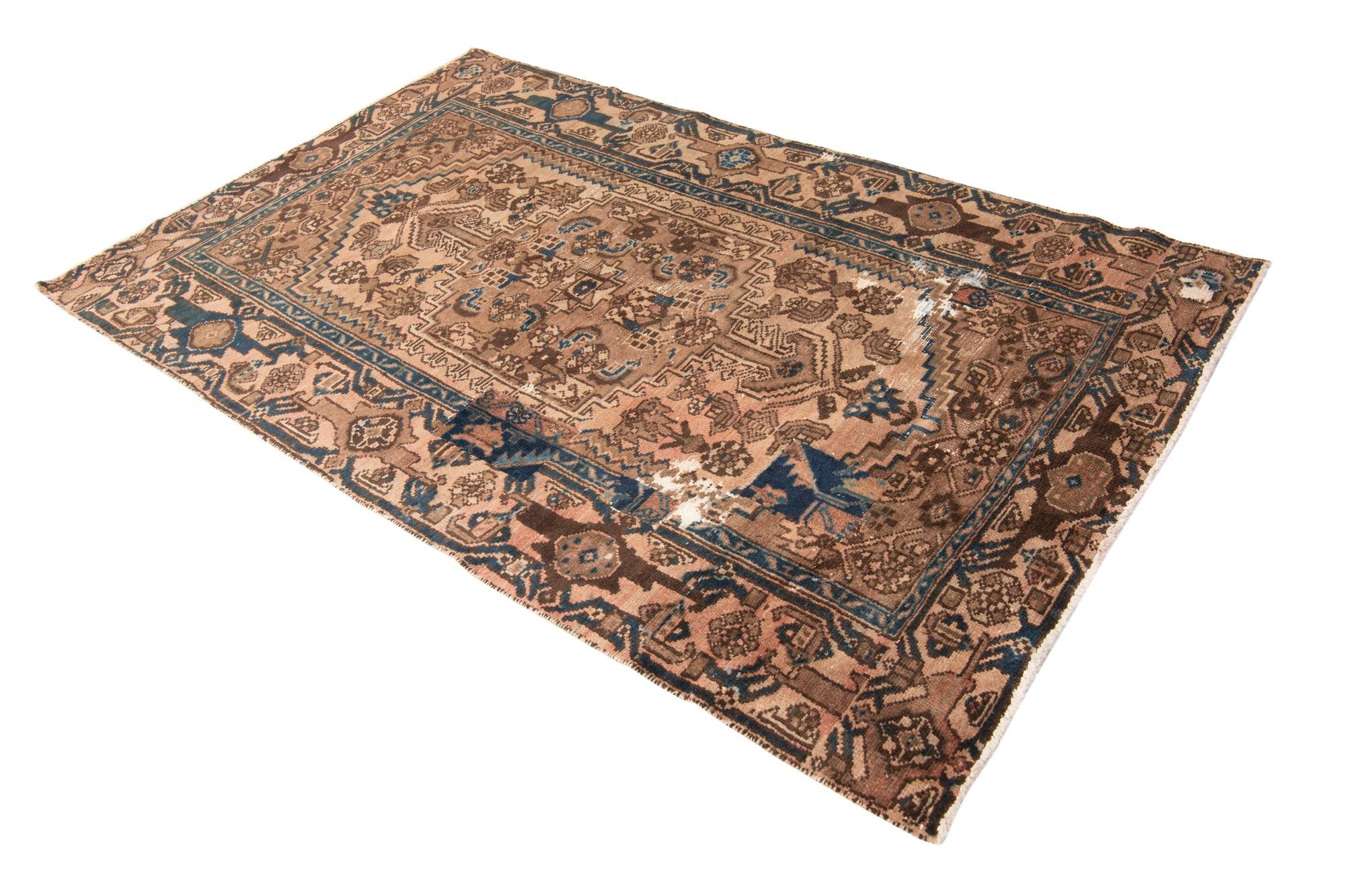 4' x 6' 5 Hand Knotted Ultra Vintage Persian Wool Rug