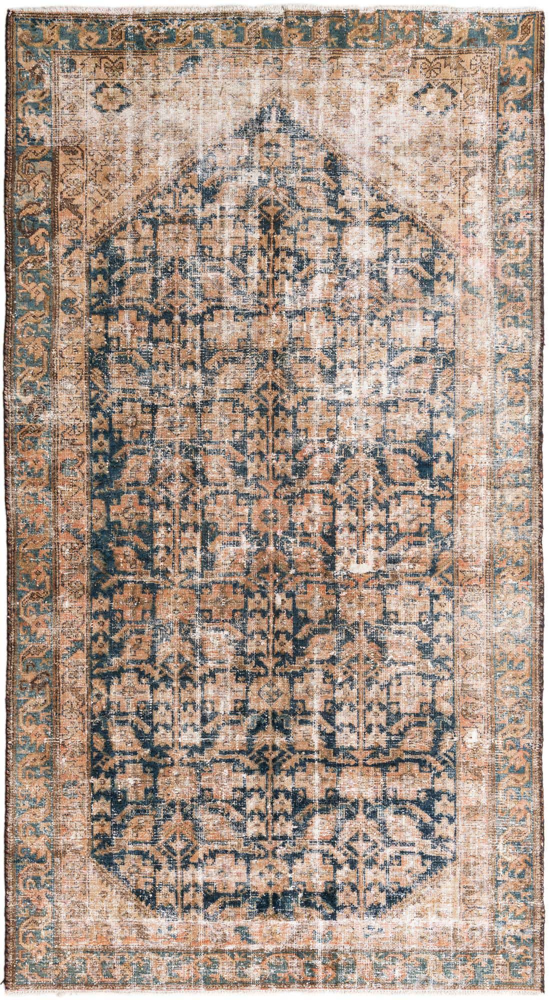 4' 10 x 8' 10 Hand Knotted Ultra Vintage Persian Wool Rug