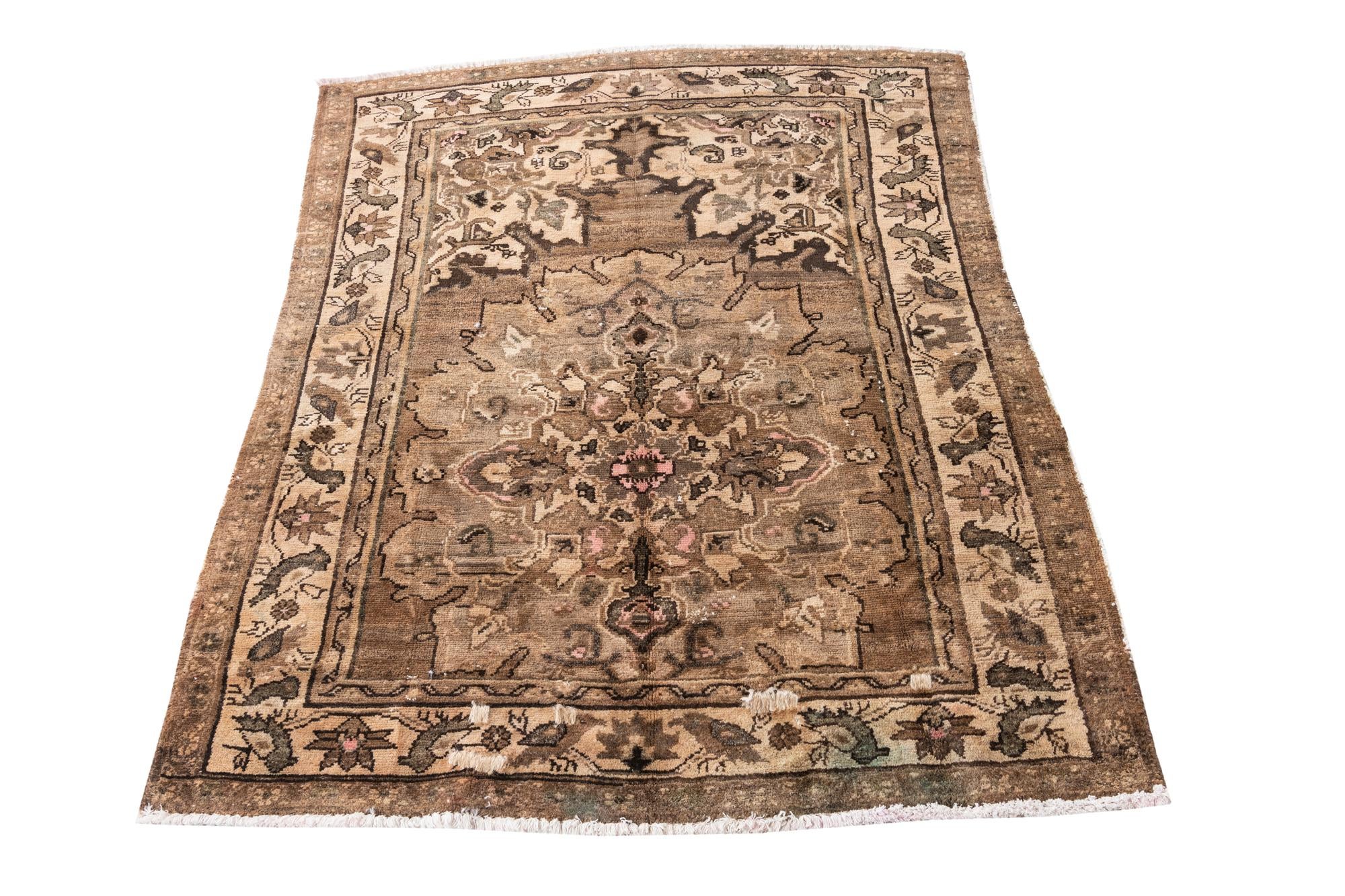 4' 2 x 5' 3 Hand Knotted Ultra Vintage Persian Wool Rug