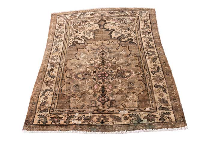 4' 2 x 5' 3 Hand Knotted Ultra Vintage Persian Wool Rug