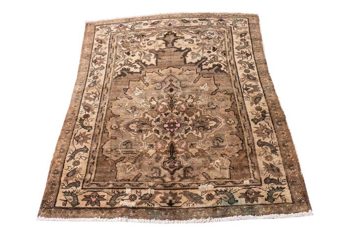 Detail image of 4' 2 x 5' 3 Hand Knotted Ultra Vintage Persian Wool Rug