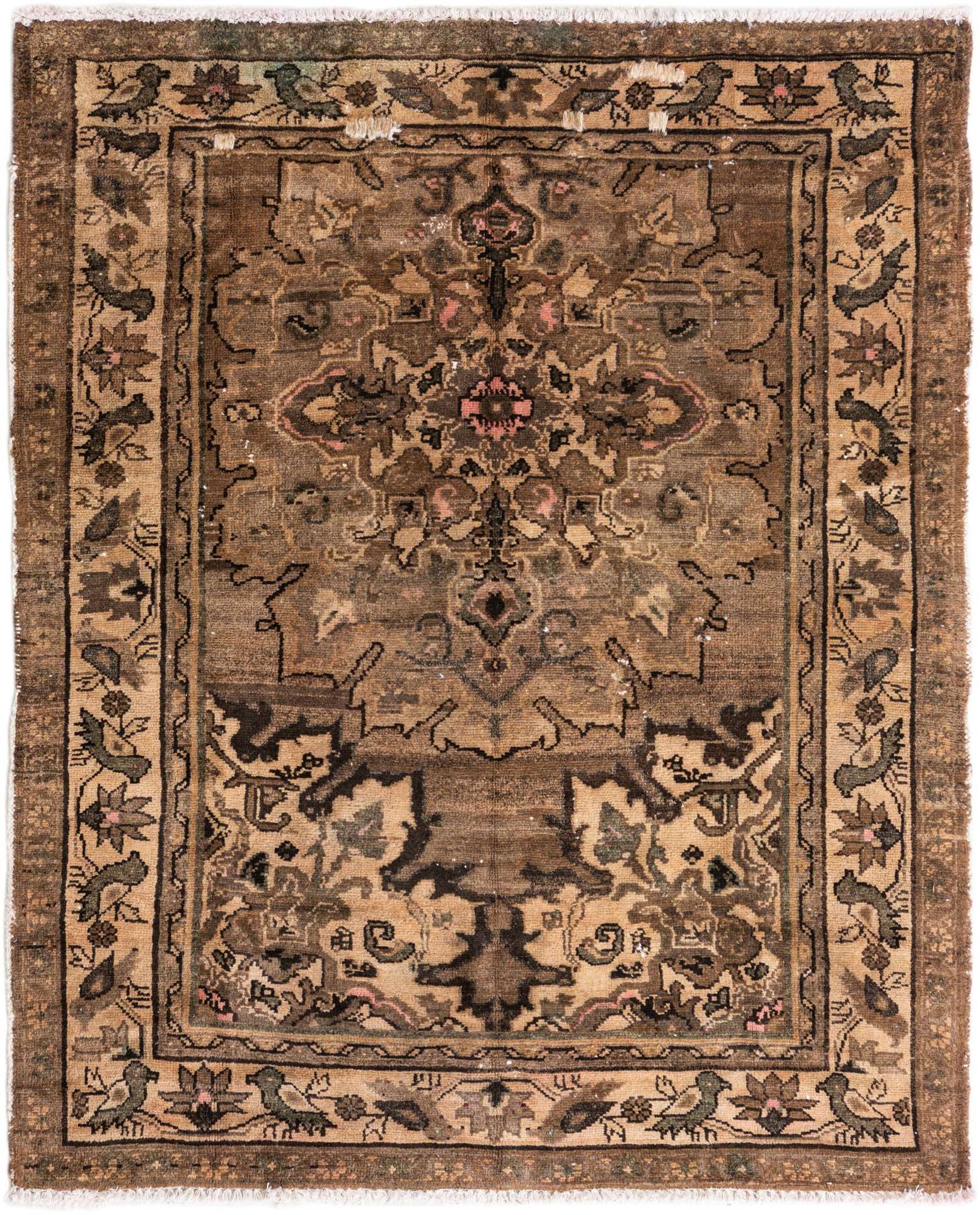 4' 2 x 5' 3 Hand Knotted Ultra Vintage Persian Wool Rug