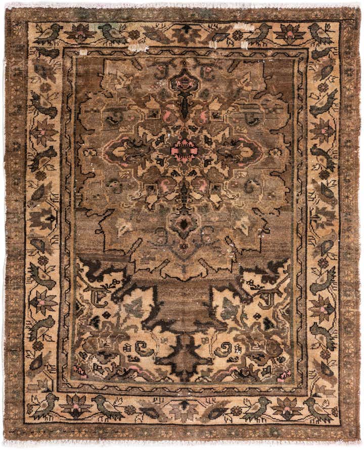 4' 2 x 5' 3 Hand Knotted Ultra Vintage Persian Wool Rug