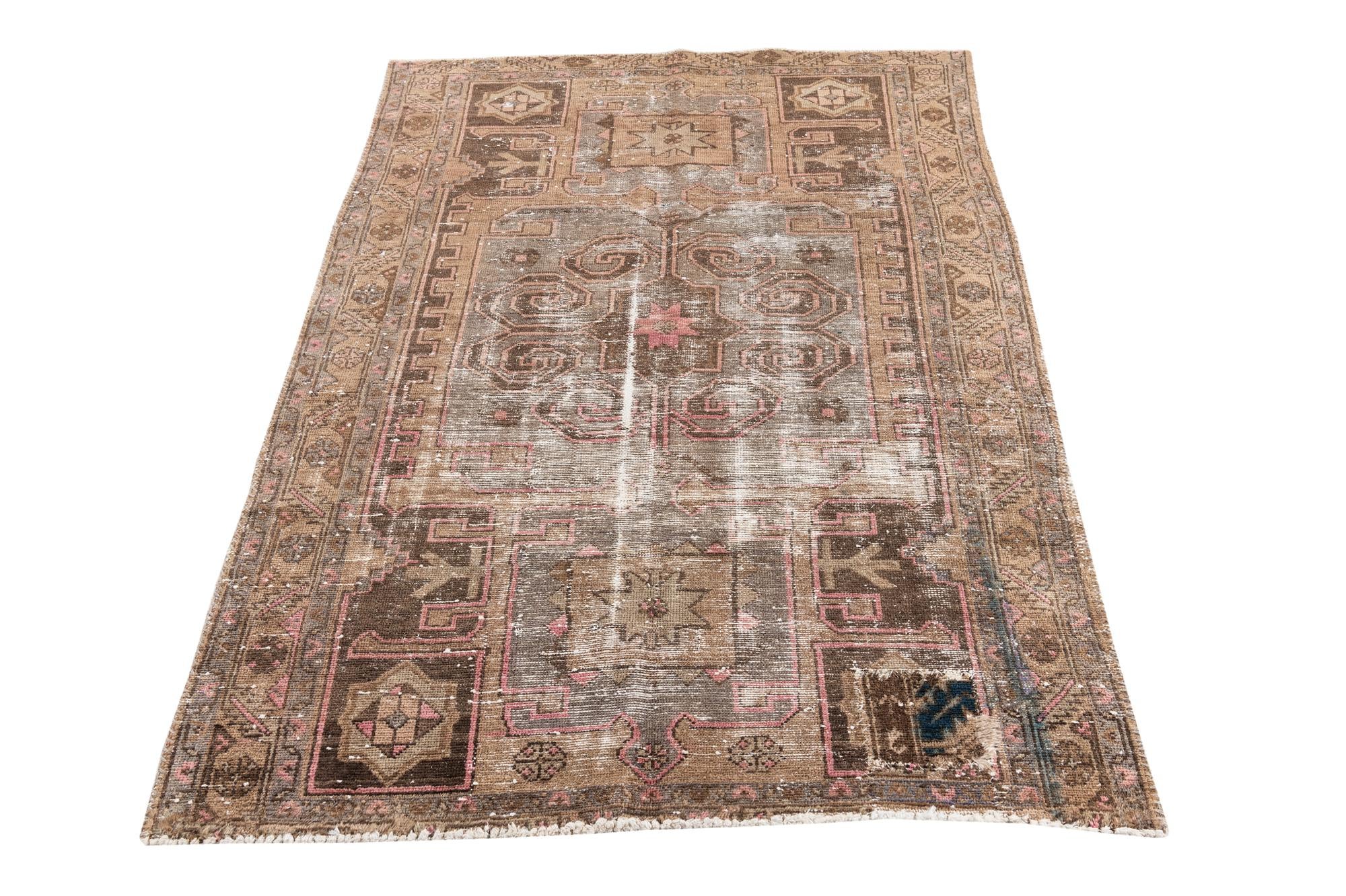 4' 3 x 6' 3 Hand Knotted Ultra Vintage Persian Wool Rug