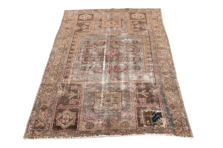 Detail image of 4' 3 x 6' 3 Hand Knotted Ultra Vintage Persian Wool Rug