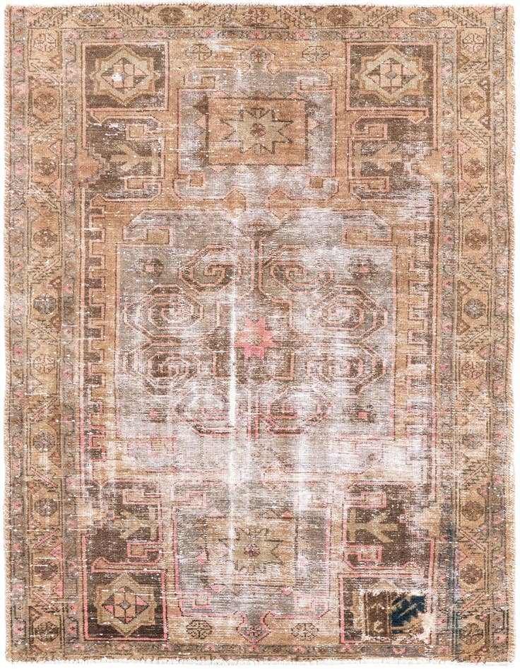 Detail image of 4' 3 x 6' 3 Hand Knotted Ultra Vintage Persian Wool Rug