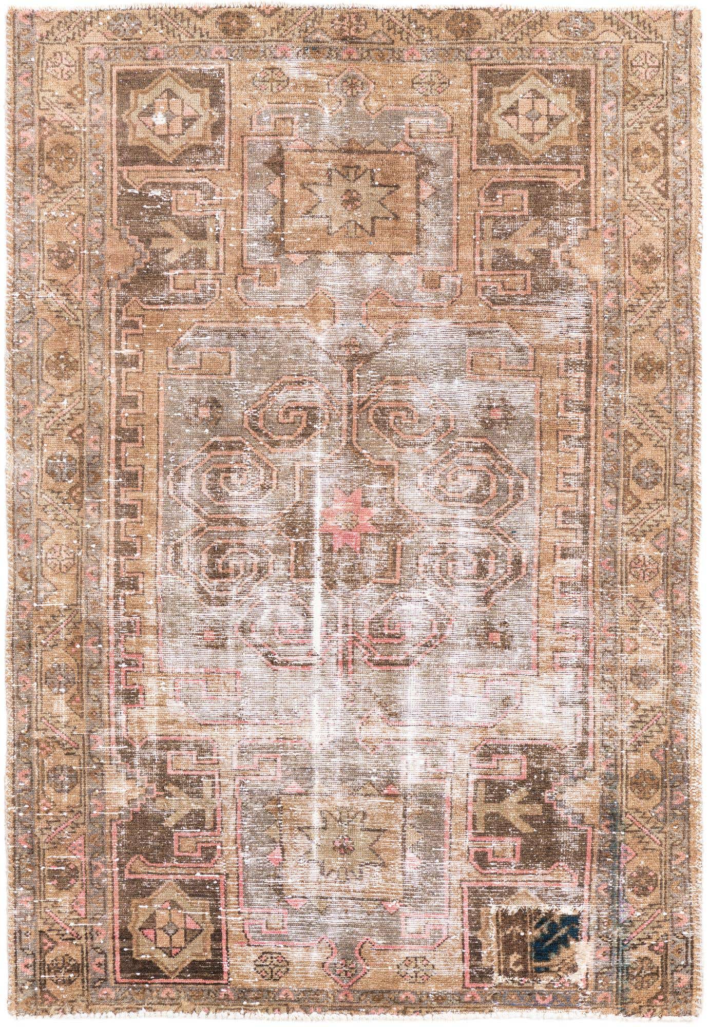 4' 3 x 6' 3 Hand Knotted Ultra Vintage Persian Wool Rug