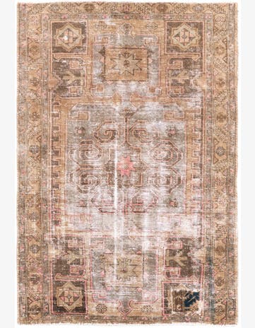 4' 3 x 6' 3 Hand Knotted Ultra Vintage Persian Wool Rug