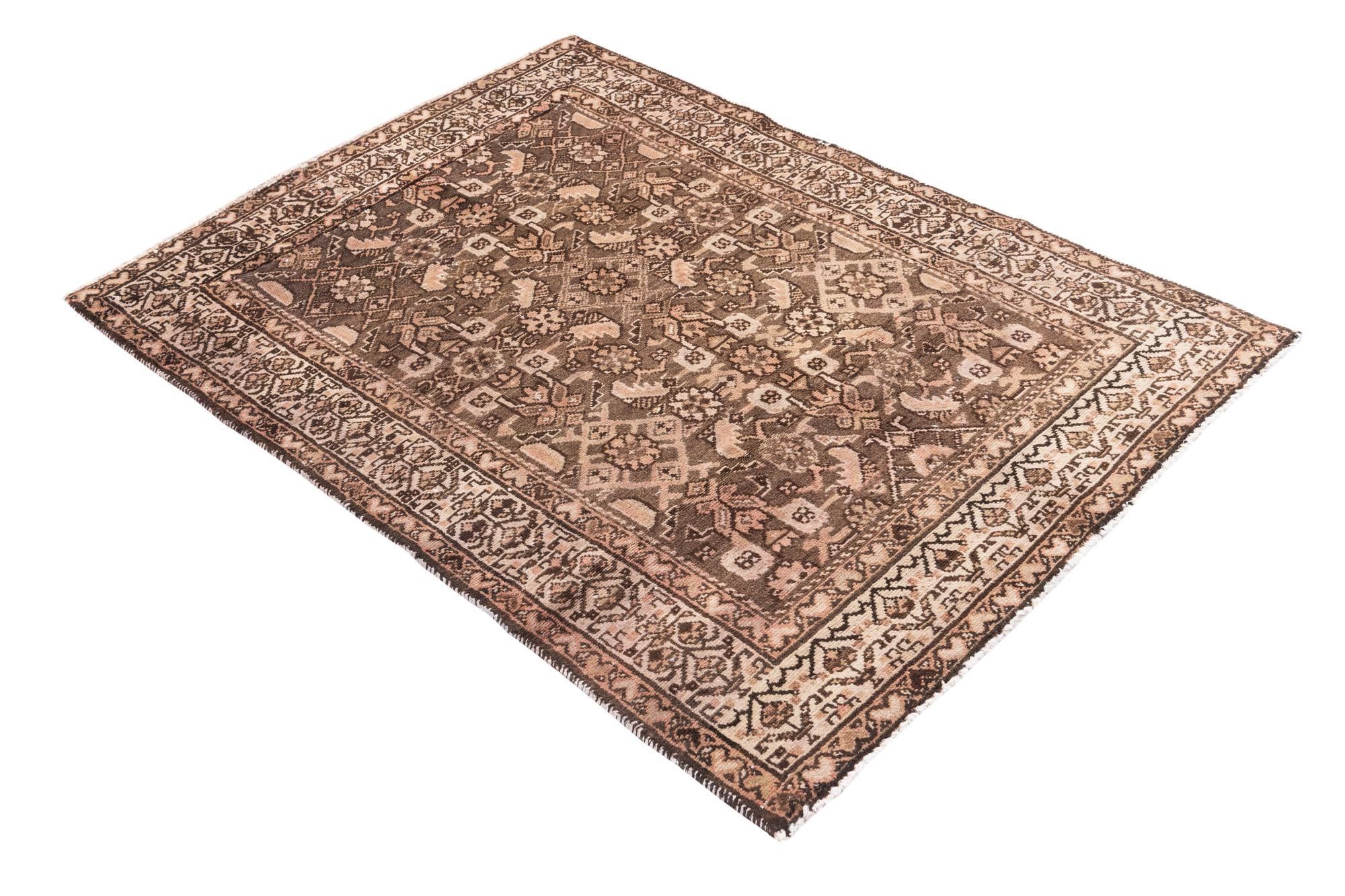 3' 10 x 5' 2 Hand Knotted Ultra Vintage Persian Wool Rug