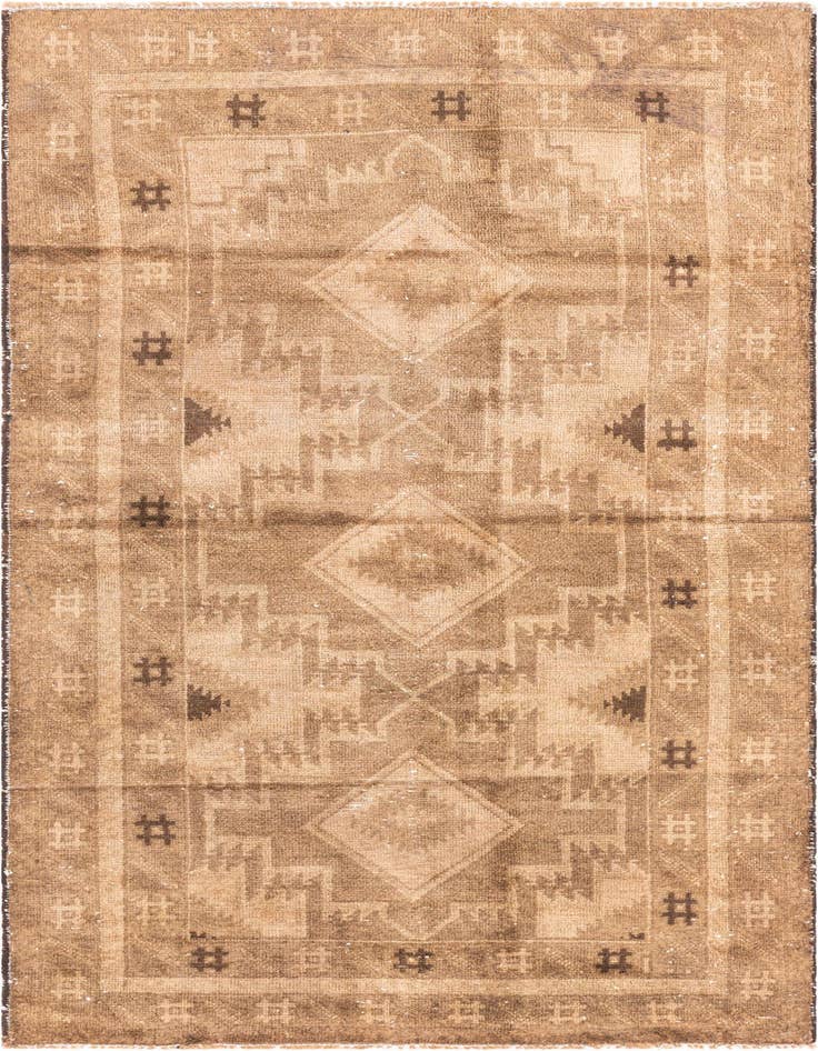 Detail image of 3' 5 x 6' 6 Hand Knotted Ultra Vintage Persian Wool Rug