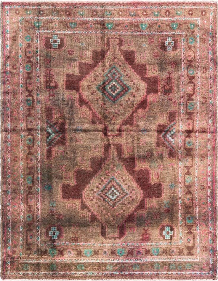 Detail image of 3' 6 x 5' 7 Hand Knotted Ultra Vintage Persian Wool Rug