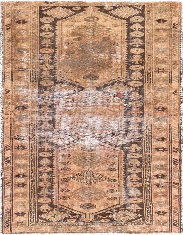 Detail image of 3' 4 x 6' Hand Knotted Ultra Vintage Persian Wool Rug