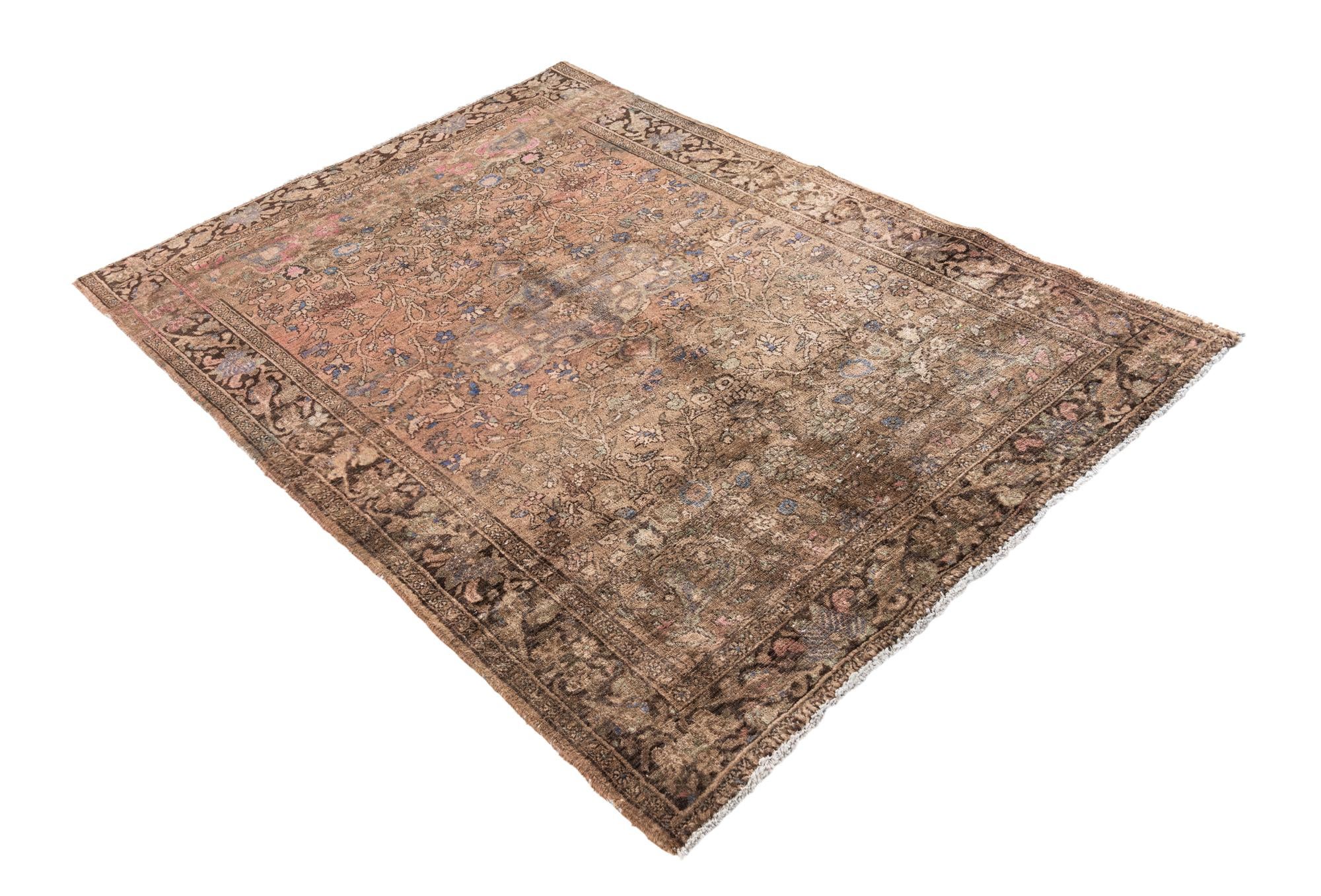 4' 3 x 6' Hand Knotted Ultra Vintage Persian Wool Rug