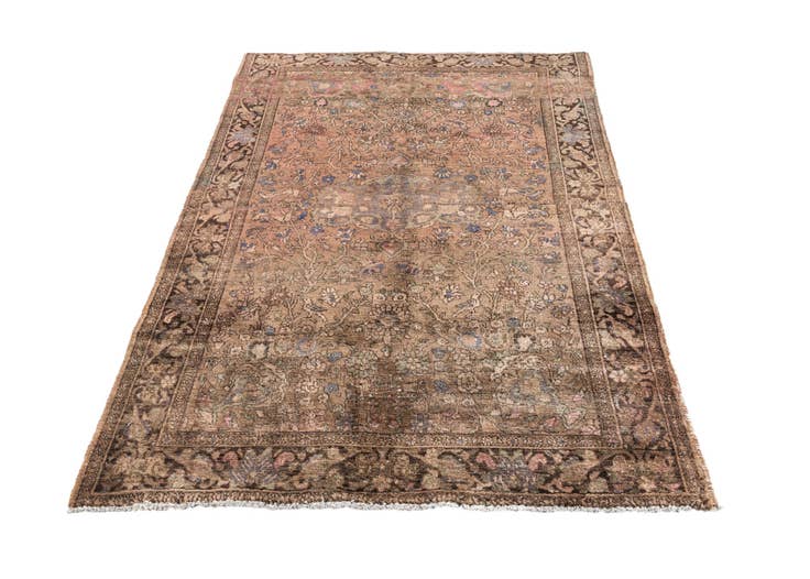 Detail image of 4' 3 x 6' Hand Knotted Ultra Vintage Persian Wool Rug