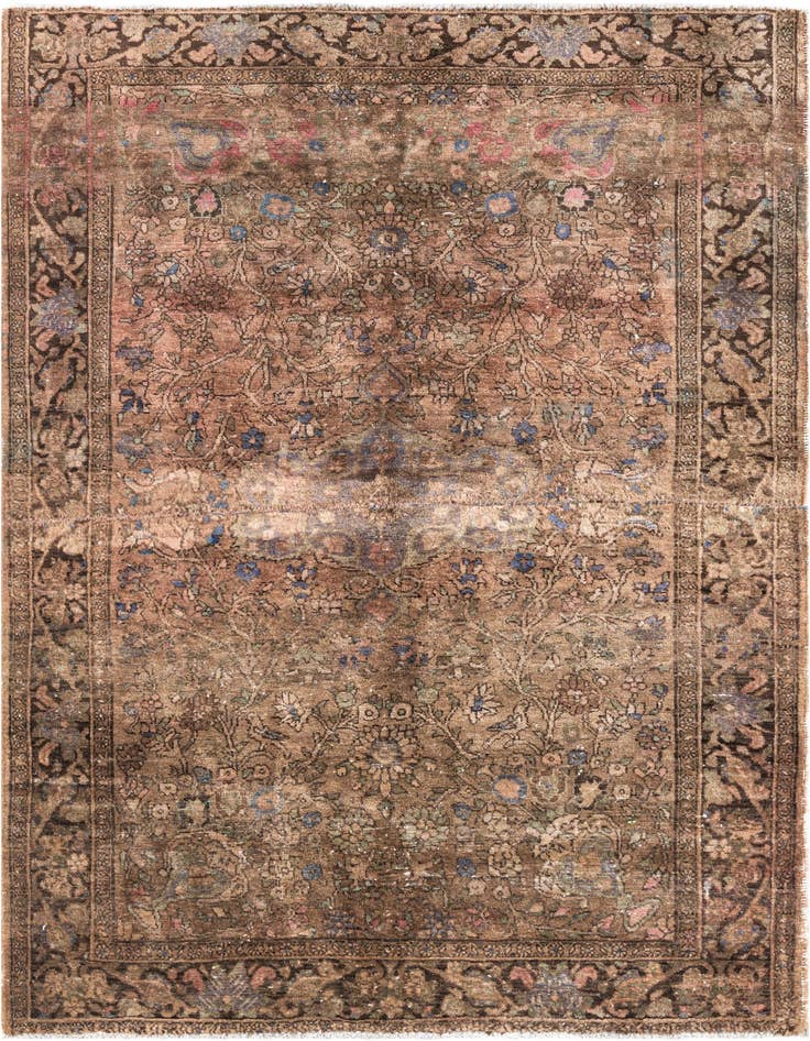 Detail image of 4' 3 x 6' Hand Knotted Ultra Vintage Persian Wool Rug