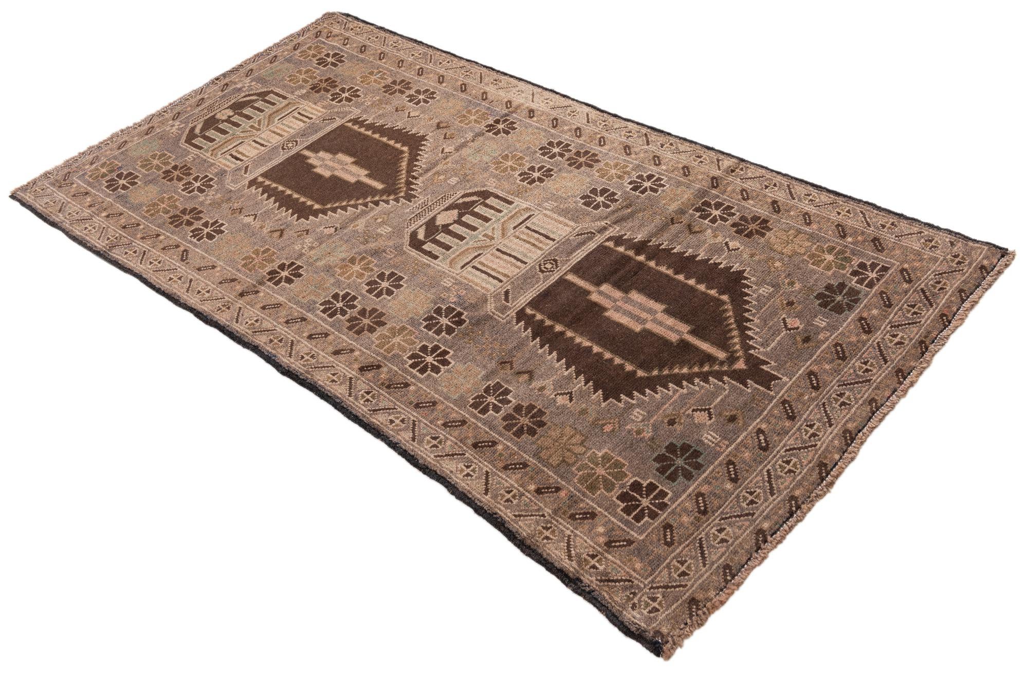 3' 3 x 6' 3 Hand Knotted Ultra Vintage Persian Wool Rug
