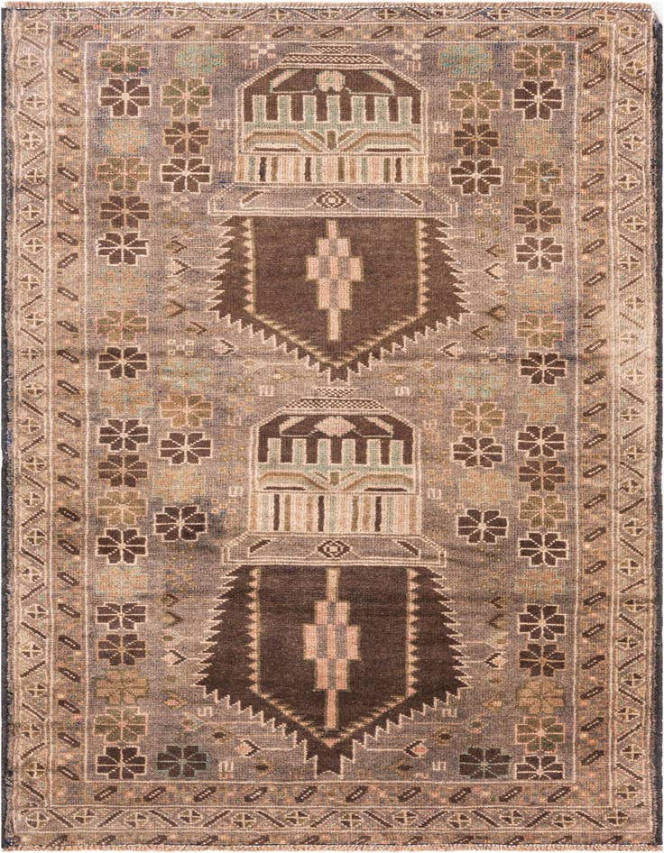 Detail image of 3' 3 x 6' 3 Hand Knotted Ultra Vintage Persian Wool Rug